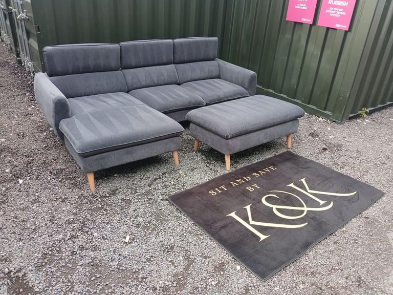Grey chaise sofa corner L shape 3 seater FULLY CLEANED DELIVERY AVAILABLE 