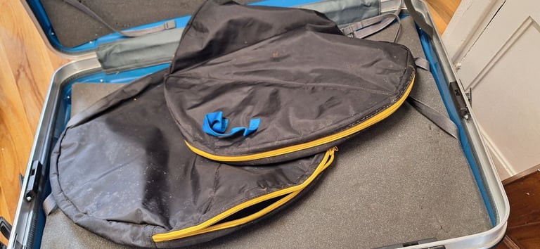Hard wheeled case for transporting a bicycle eg to take on a plane journey. 