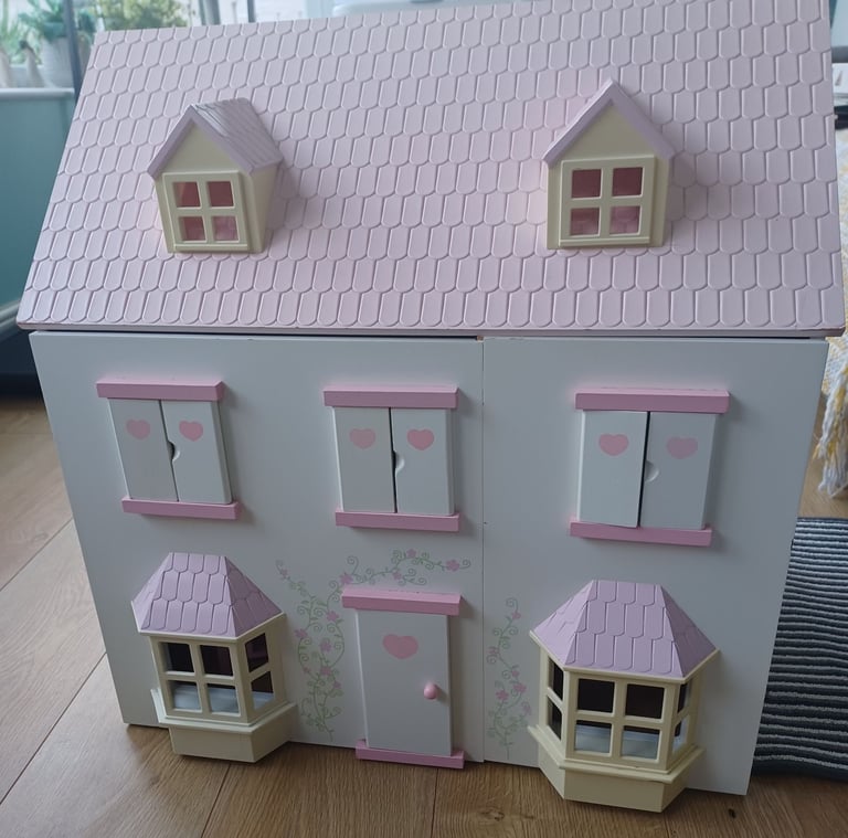 Pink and white wooden Dolls House 