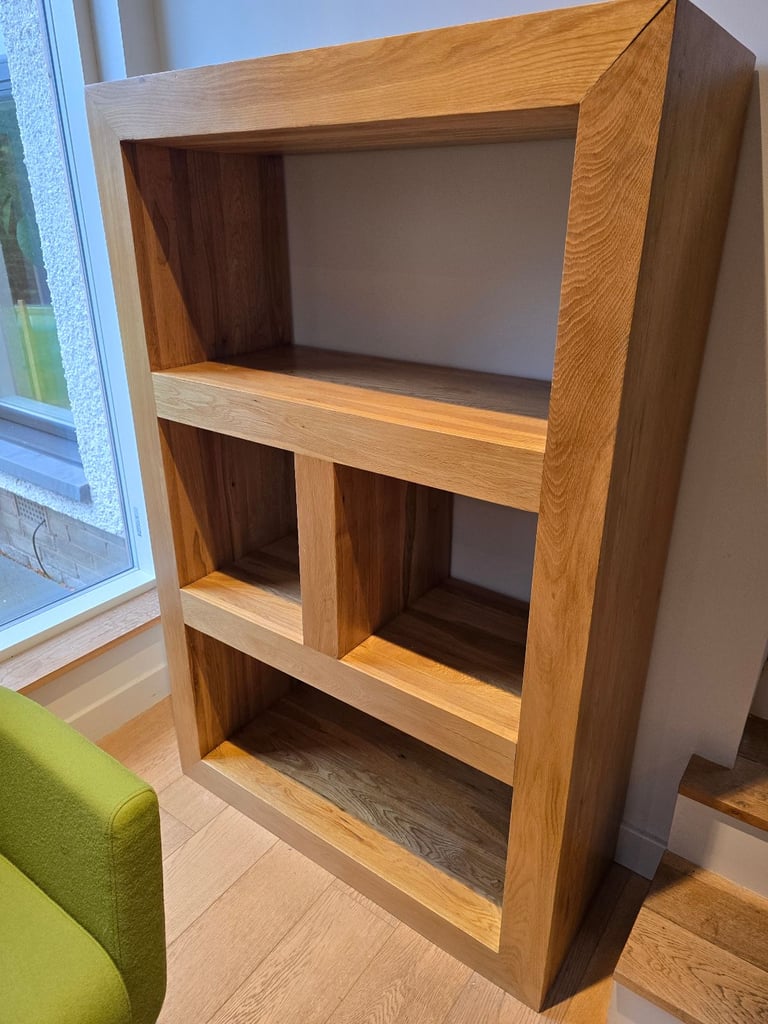 Solid oak shelving unit bookcase ex Studio 1
