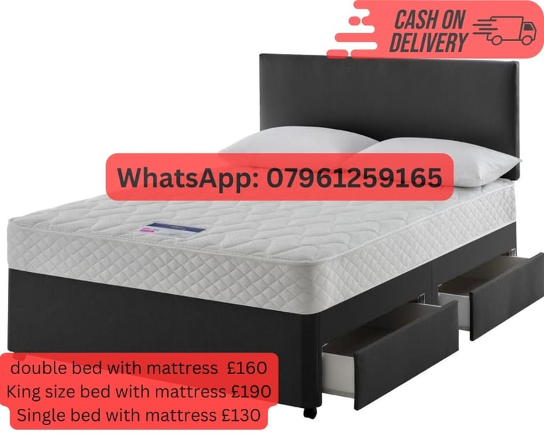 DOUBLE BEDSINGLE BED FOR SALE WITH BASE HEADBOARD AND FIRM MATTRESS