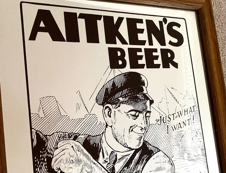 Rare Vintage Aitkens Beer Mirror