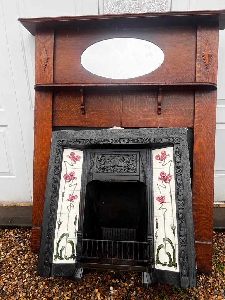 Cast iron wood burner with surround 
