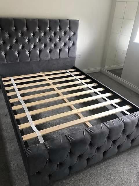 image for King size double bed with mattress for sale