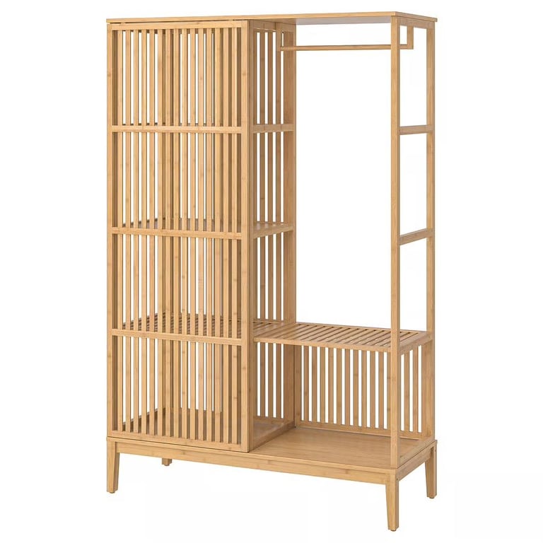 NORDKISA Open wardrobe with sliding door, bamboo
