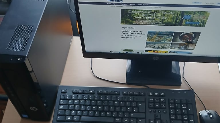 Full hp Desktop Computer PC Set Up including monitor ,printer & speakers