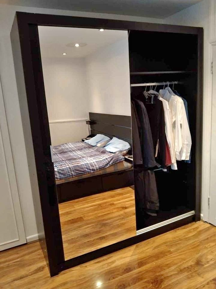 2 / 3 DOOR SLIDING WARDROBE WITH HANGING RAILS + SHELVES IN 120 CM 180 CM 203 CM WIDE in