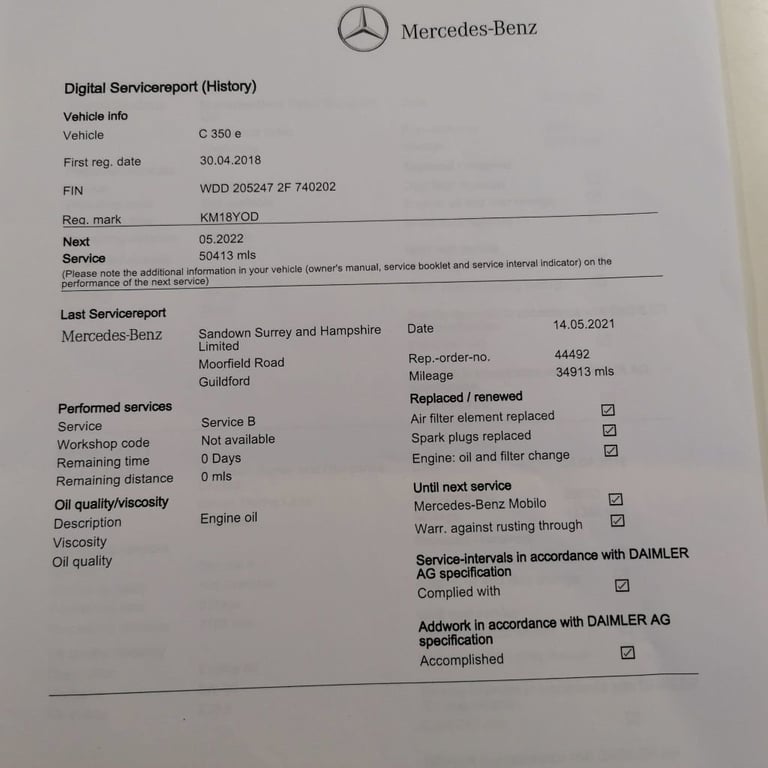 2018 Mercedes-Benz C Class 2.0 C350e 6.4kWh Sport Estate 5dr Petrol Plug-in Hybrid G-Tronic+ Euro...