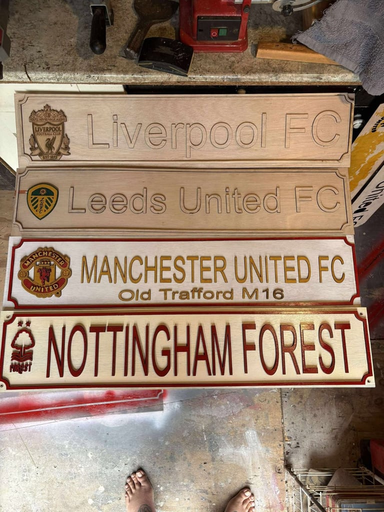 image for wooden football signss