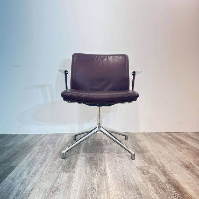 Boss Design Tokyo Lounge Chair – Real Brown Leather – Chrome Armrests & Base