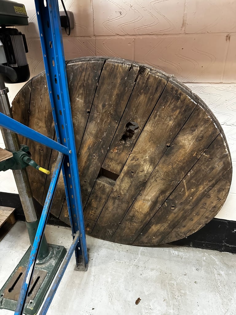 image for Large round Wooden spool end  