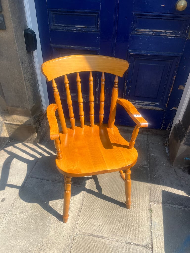 Solid Pine Chair with arms , comfy sturdy chair .