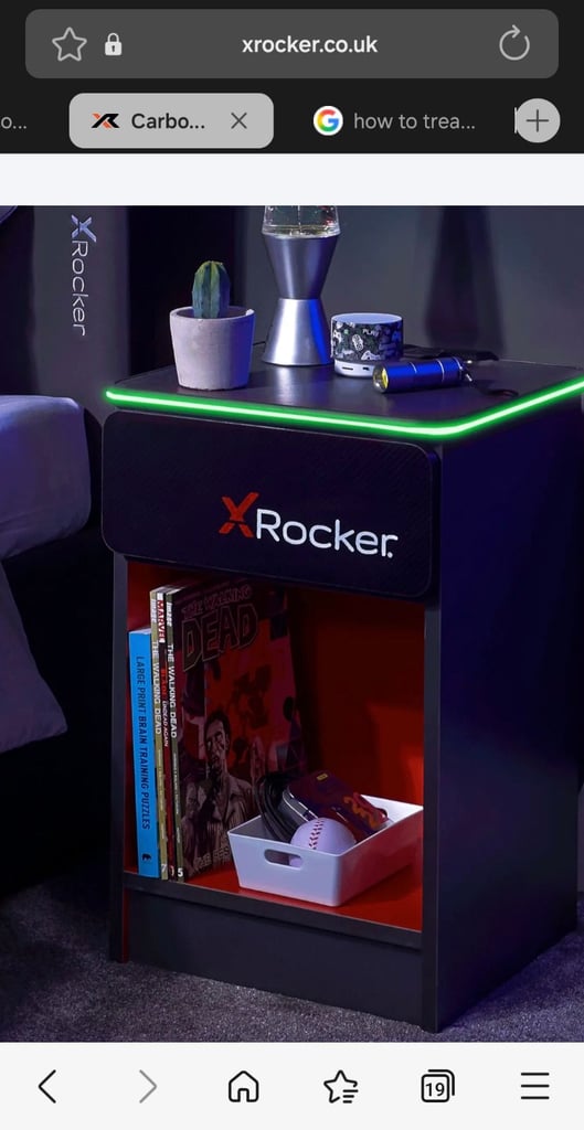 image for XRocker carbon tek gaming bedside cabinet