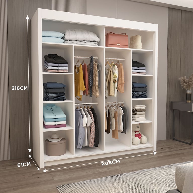 Bedroom Sliding Door Wardrobe – Modern + Mirrored