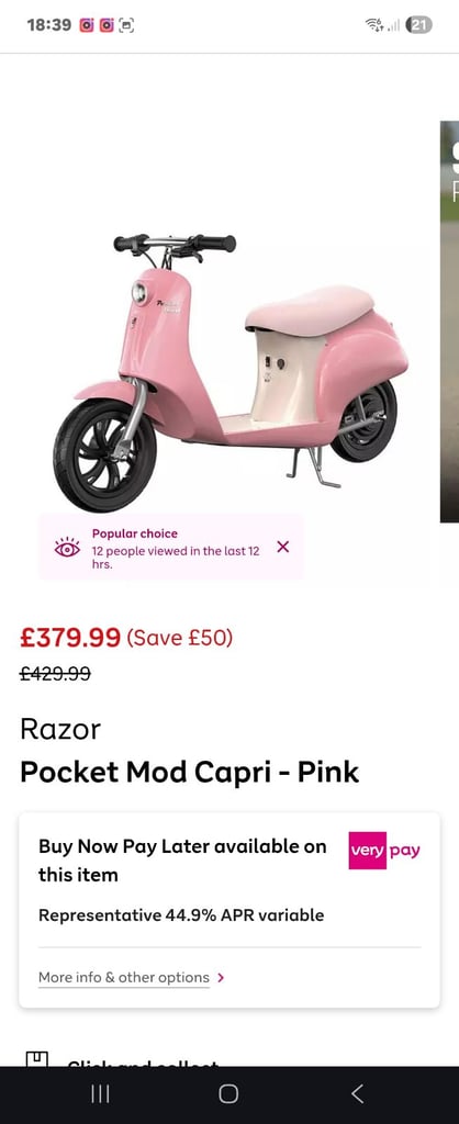 image for ELECTRIC VESPAR RAZOR BIKE