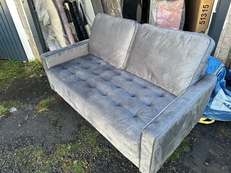 2 seater grey plush sofa 