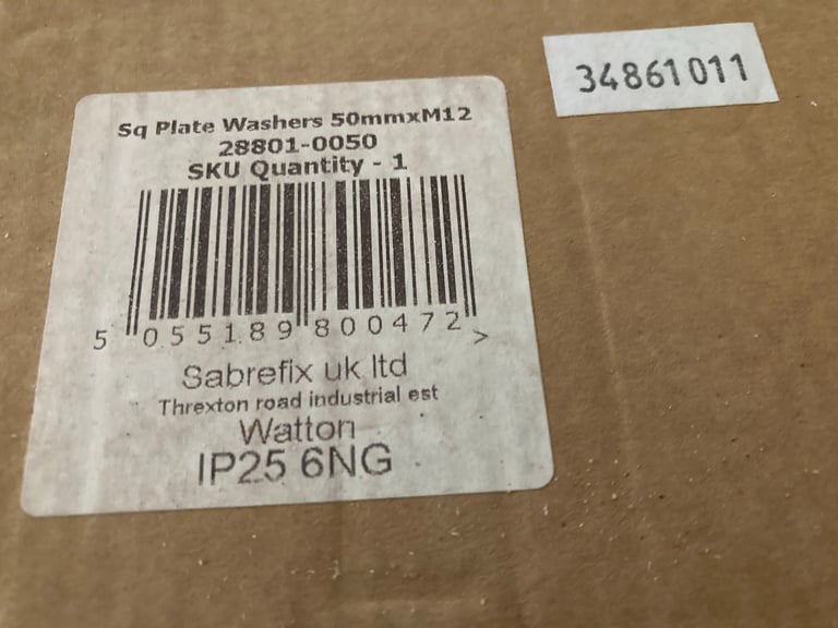 Galvanised steel plate square washers - Size 50mm x M12 - 25 in box