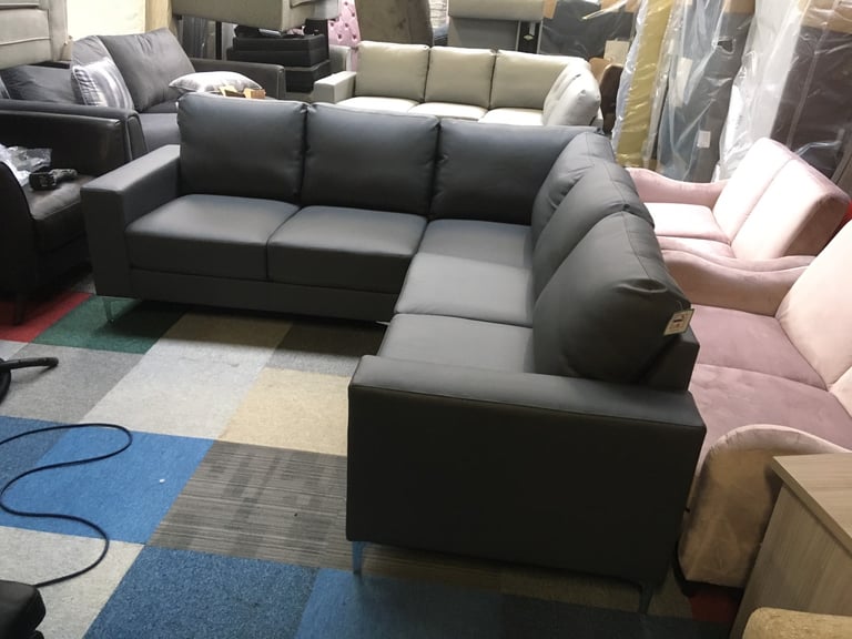 Baltimore dark grey bonded leather corner sofa only £439 | in Stockport,  Manchester | Gumtree