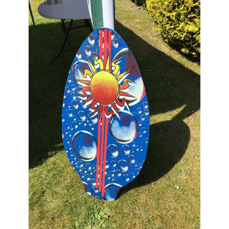 Wooden Skimming Surf or Boogie Board with Painted Top Side