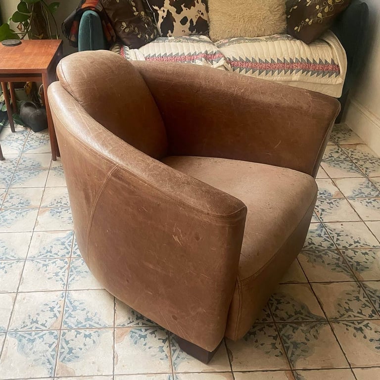 Two beautiful leather tub chairs £65 each