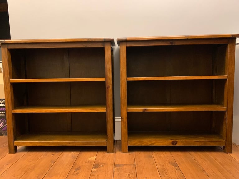 Low 3-Shelf Wooden Bookcases – excellent condition