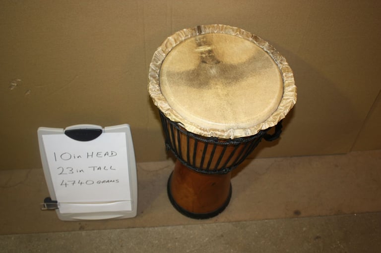African Wooden Djembe Drum 10.1/2in Head x 23in High ~ Weight 4740 grams ~ £75 ono