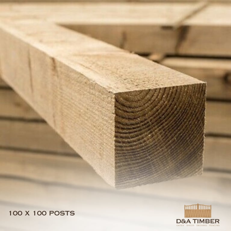 image for 2.4 x 100 x 100 pressure treated fence posts 