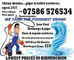 Will beat all quotes 1hour Blocked Drains-Sink & pipe-toilets-Free Callout & Quote. No Deposits. 