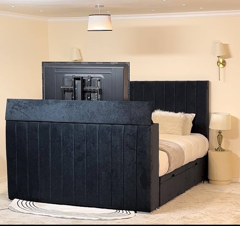 Super king size  bed with Sidelift storage  in Naples charcoal 