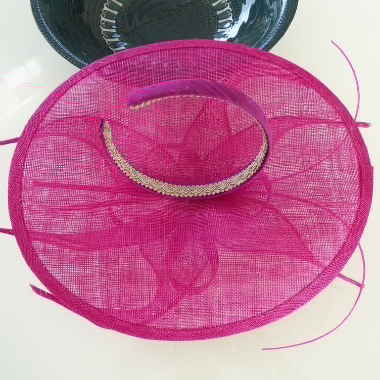 Lovely sinamay fuchsia pink wedding hat/fascinater