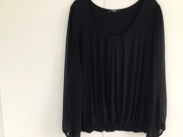 image for 🌹George Black blouse Size 14 🌹 Elastic bottom sheer Sleeves  💐
