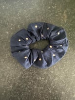 hair scrunchie navy blue with white spots brand new 