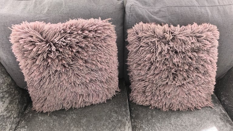 image for Pair of pink fluffy cushions 