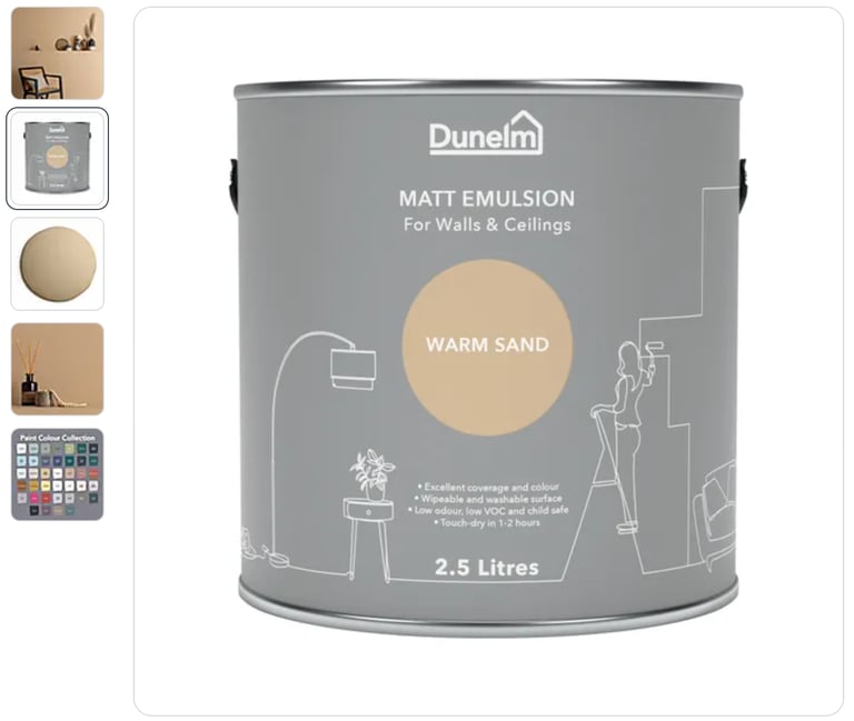 image for Dunelm Matt Emulsion Paint  Warm Sand, 2.5 Litre Pot