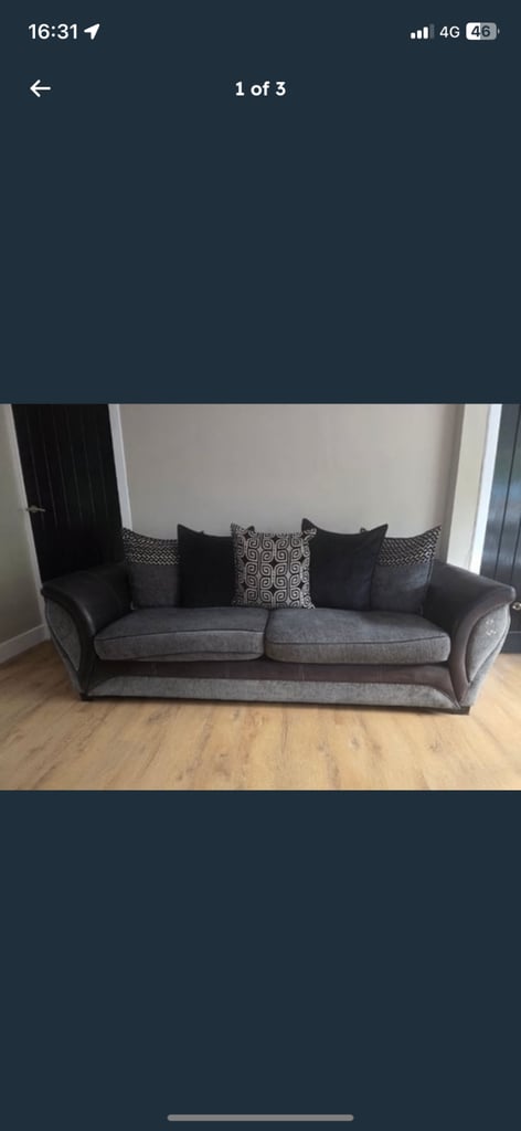 GREY CORD SOFA 4 SEATER