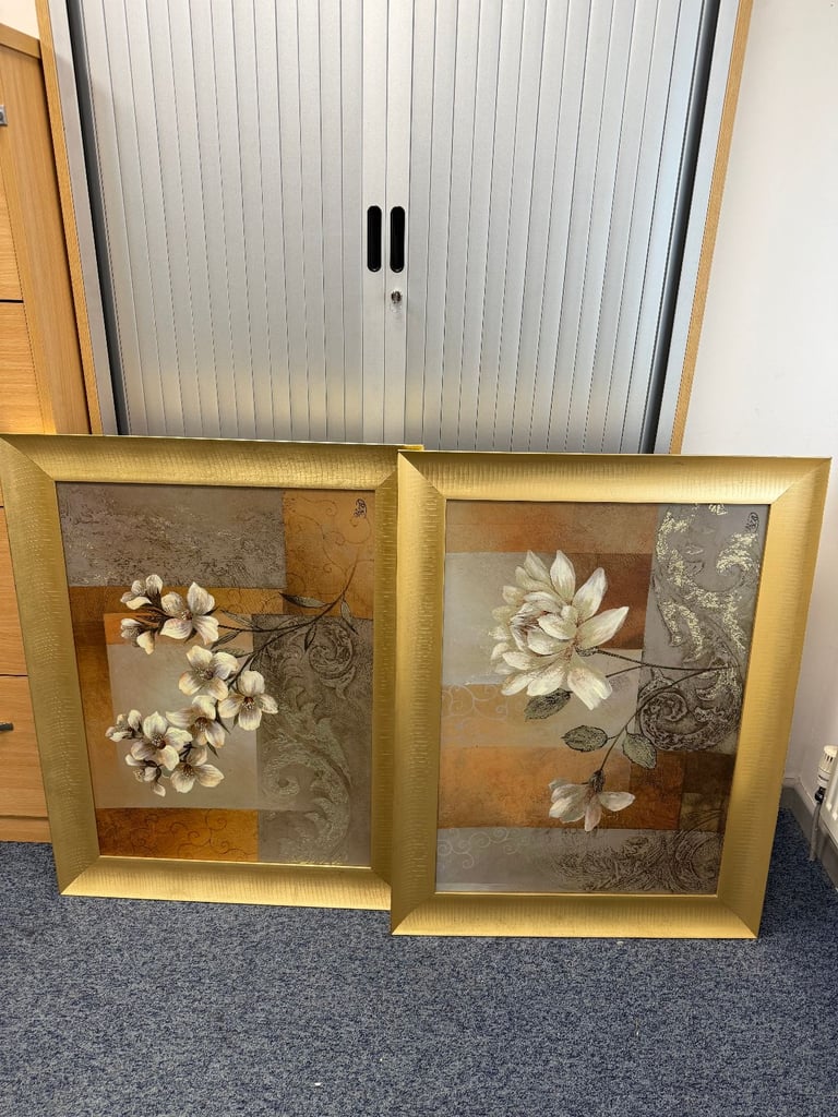 image for 2 x Large Flower Paintings 
