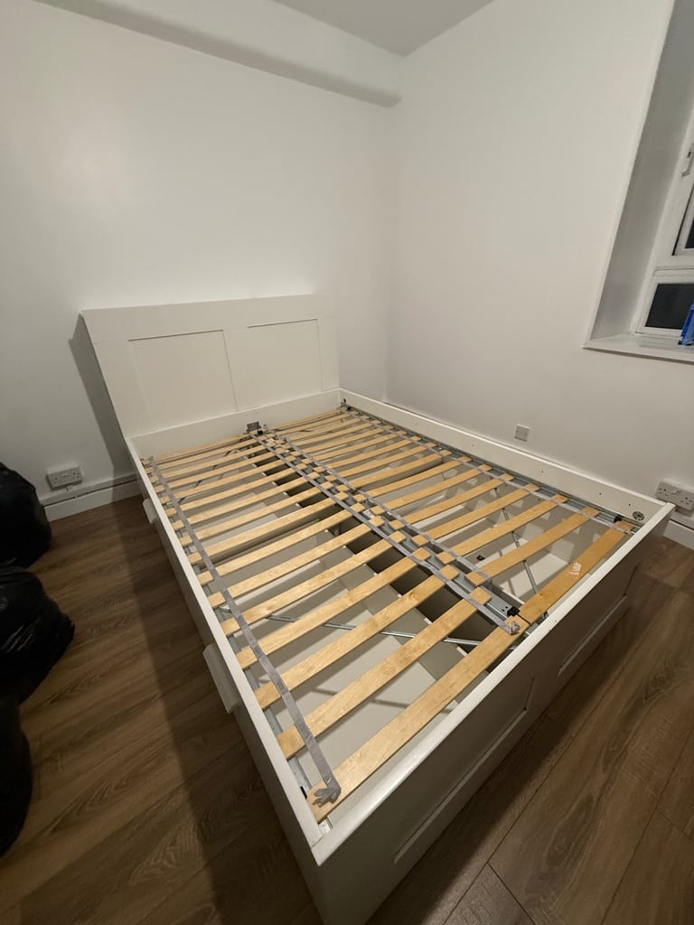 image for IKEA Brimnes Double bed white- with storage 