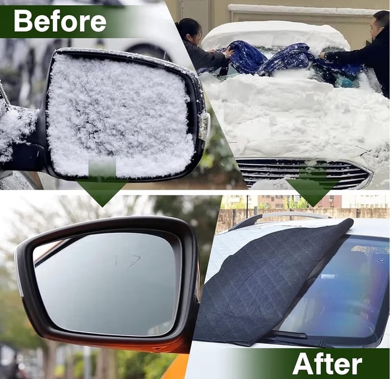 Magnetic windscreen cover with detachable side mirror covers (New)