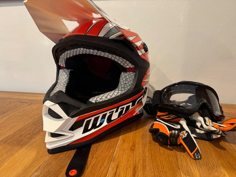 Child’s quad motorbike helmet and chest protection 