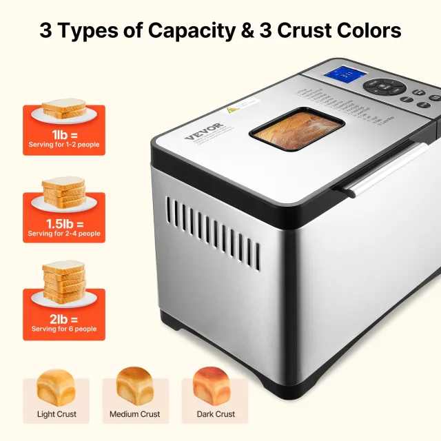 2LB 19-in-1 Automatic Bread Maker for Fresh Homemade Bread | in ...