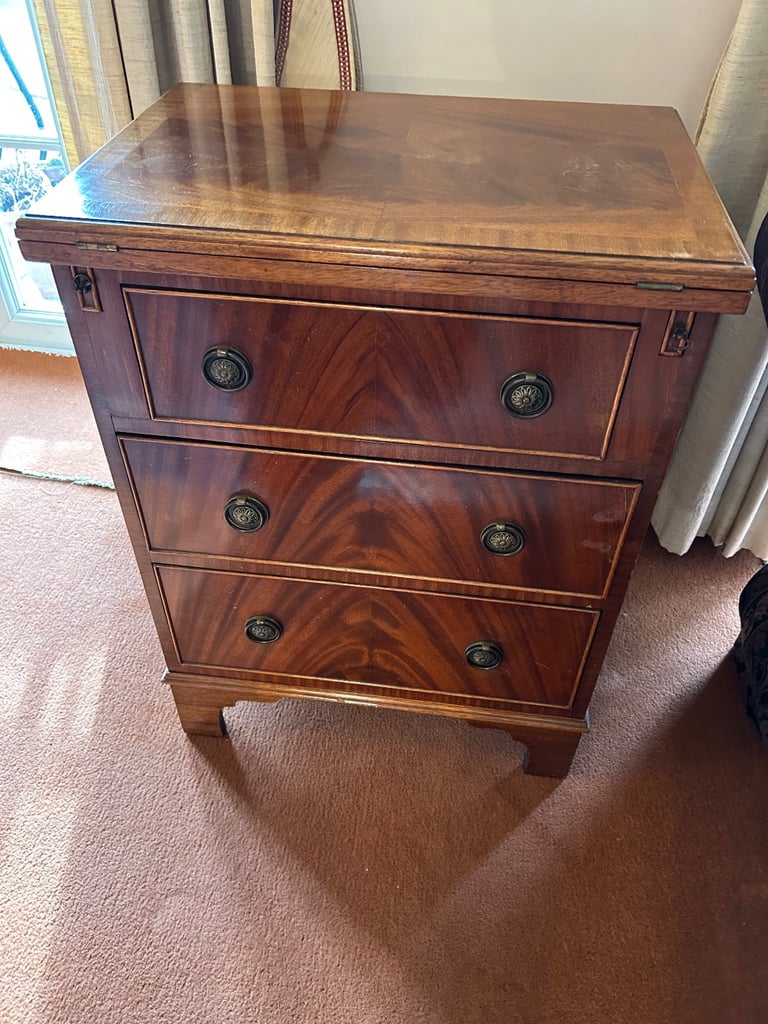 image for Reproduction regency mahogany chest of drawers with drop leaf top 