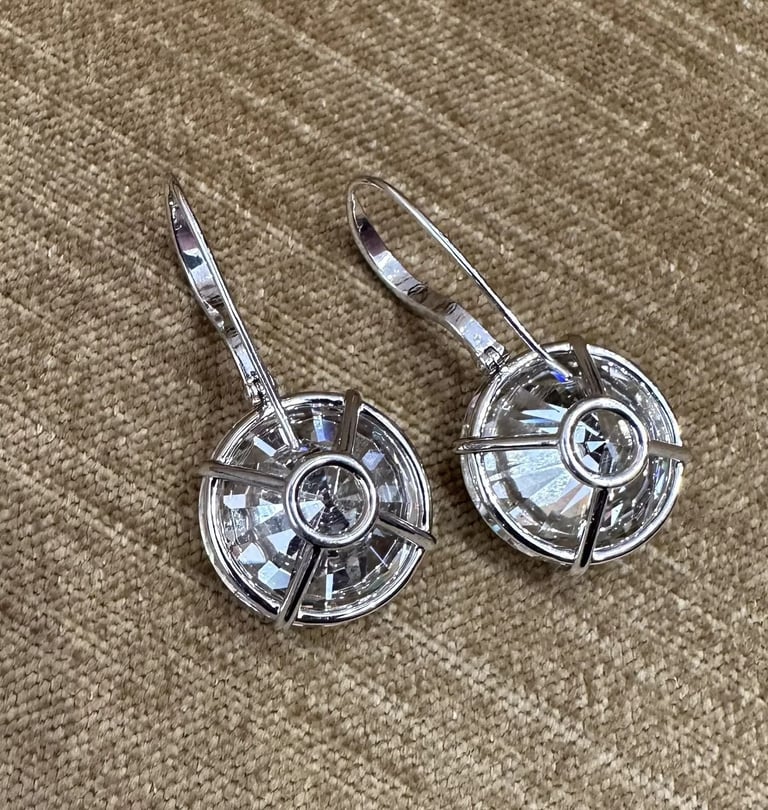 GIA 20.63 & 21.17 cts Round Brilliant Diamond Drop Earrings in 18k White Gold