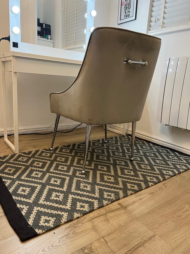 image for Next geo grey wool bedroom rug 147x85cm