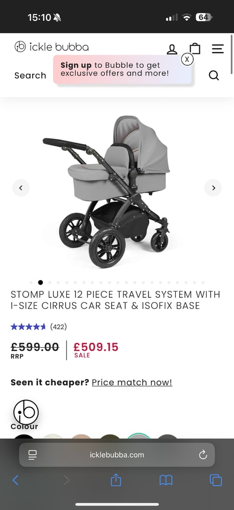 image for Ickle Bubba pushchair & car seat with isofix