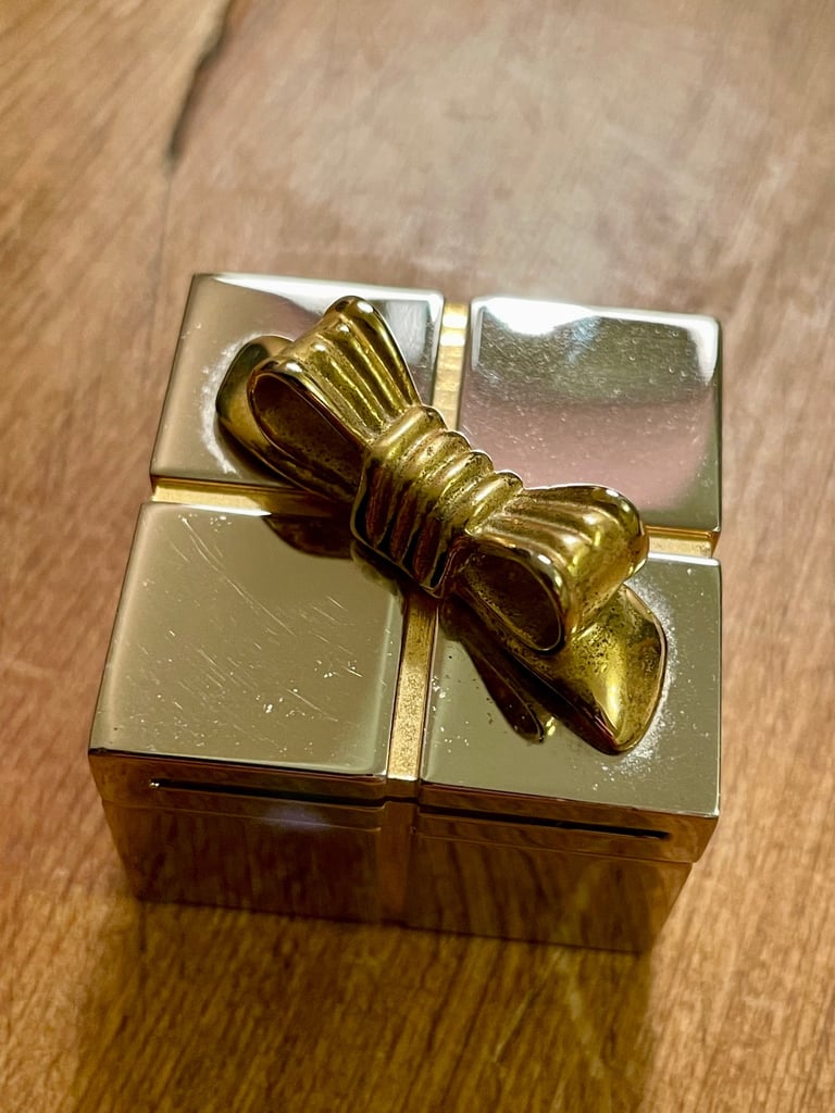 Mini solid brass photo frame and clock