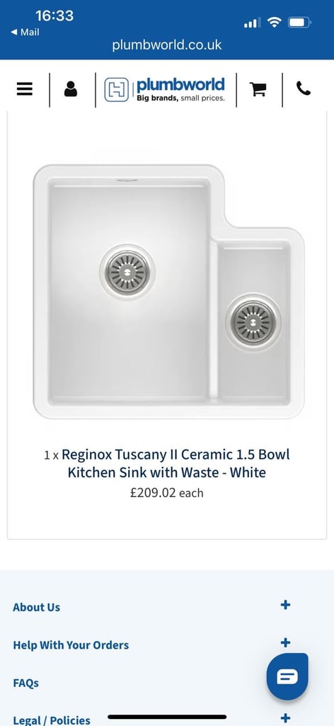 Ceramic 1.5 Bowl Kitchen Sink with Waste