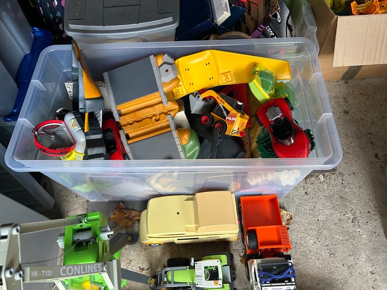 Huge collection of Playmobil. Barge. Caravan trucks crane boats tractors 