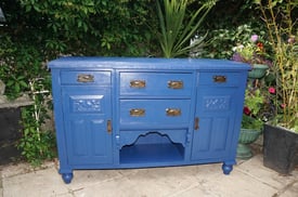 Vintage sideboard buffet Victorian/Edwardian antique painted upcycled blue dresser kitchen dining