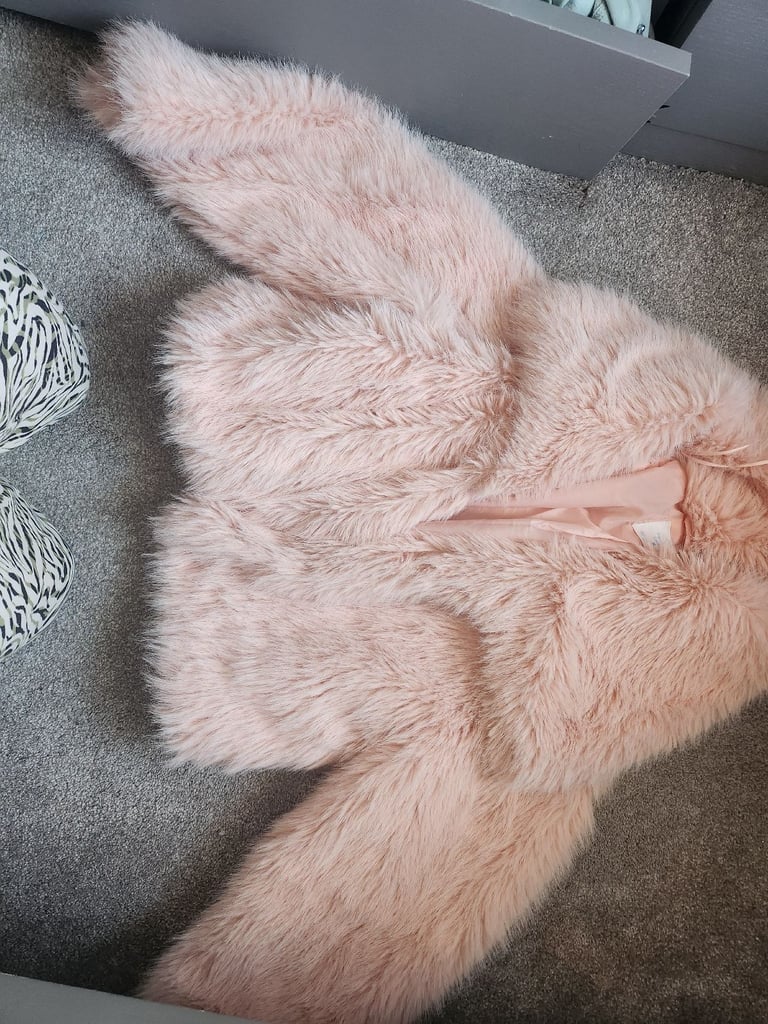 Peach pink ladies size s fur jacket 