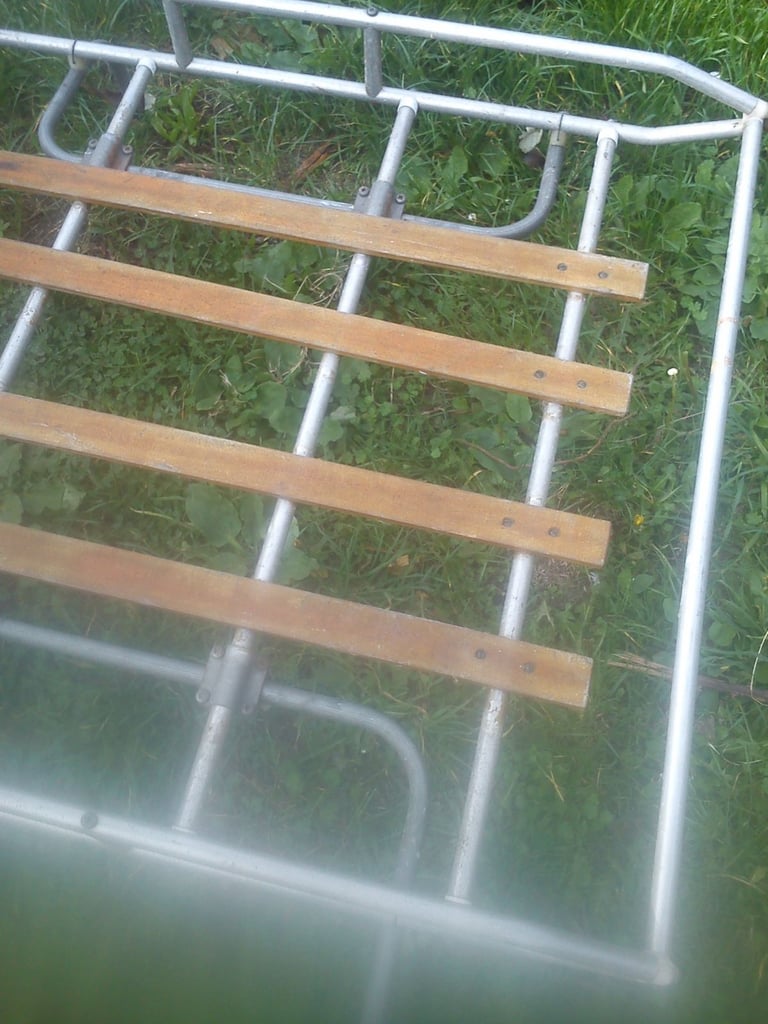 Desmo, vintage, aluminium and teak roof rack.